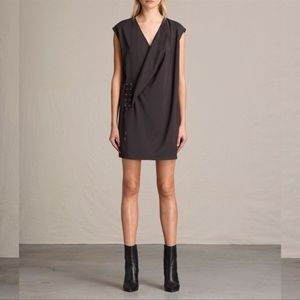 PRICE FIRM🚨 All Saints Women's Aures Crepe Dress in Anthracite Gray 10